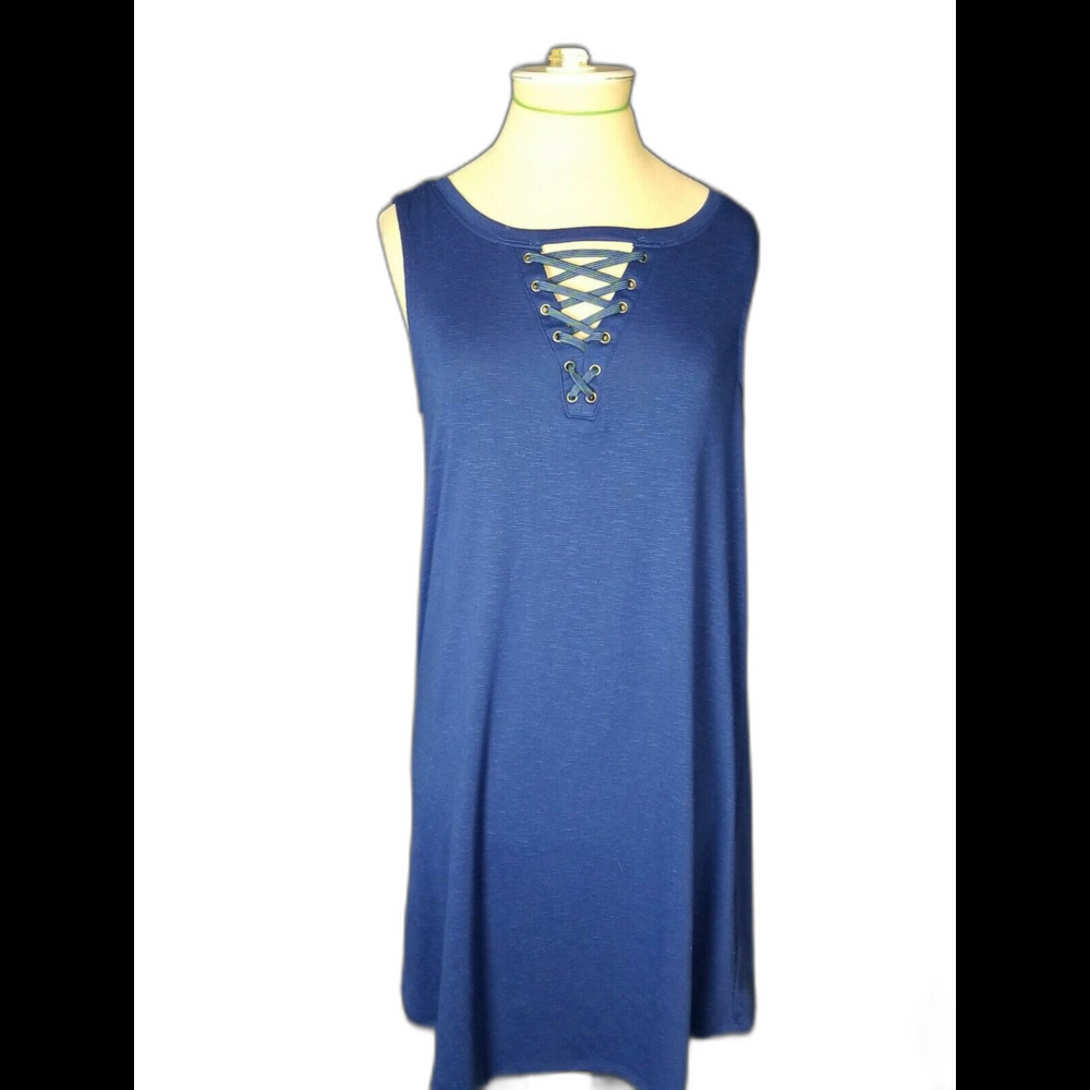 Democracy Womens Dress Size Small Royal Blue Sleeveless Tunic